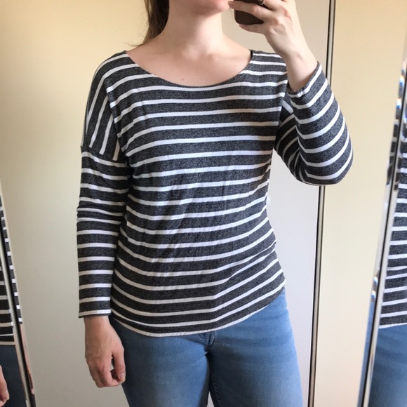 Divided long sleeved stripped tee - Picture 2 of 6